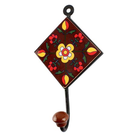 Dark Brown Ceramic Tile Wall Hook